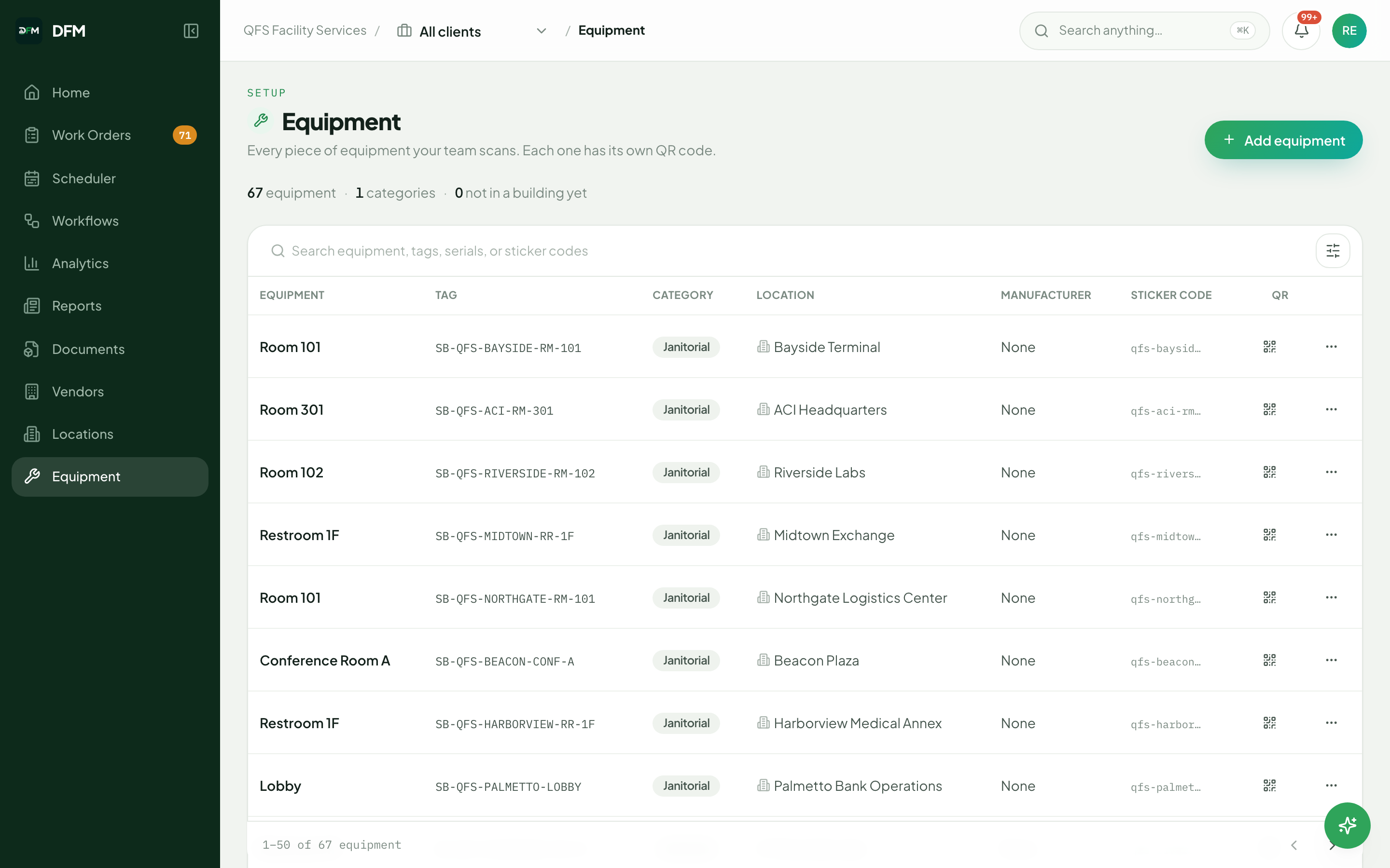 The equipment register in DFM
